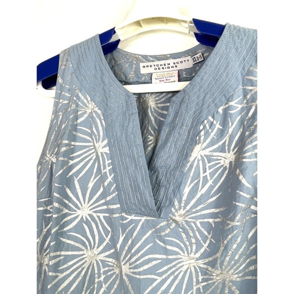 Gretchen Scott Size XS Blue Silver Starburst Print Sleeveless Shift Dress Pocket - Picture 4 of 8